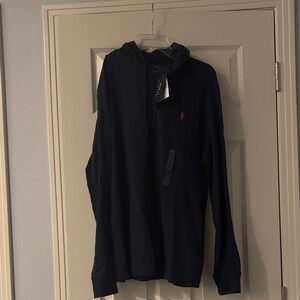 Ralph Lauren Men's Dark Blue Hoodie with Red Logo